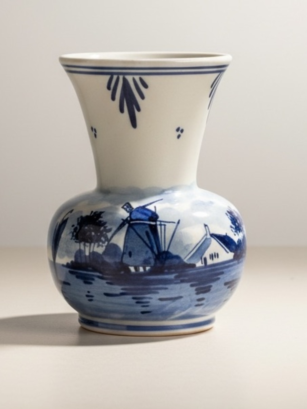 VTG Delfts Blue White Windmill Bud Vase 4.25” Made in Holland